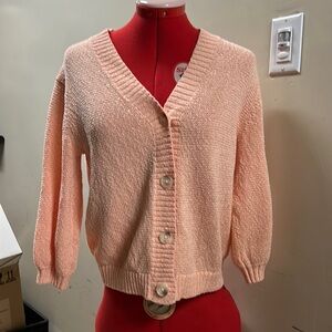 LOFT Peach Knit Button-Front Cardigan